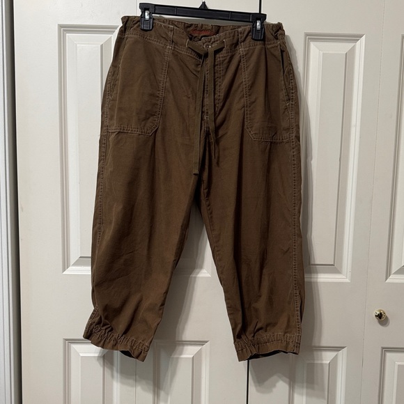 Eddie Bauer Brown Draw String Cropped Ankle Pants - Picture 1 of 10